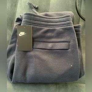 Nike SZ L Mens Fleece Joggers Taper Leg Pants Just Do It Joggers Blue 826431-451